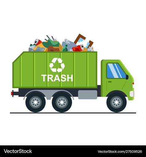 Garbage truck with goes to landfill Royalty Free Vector