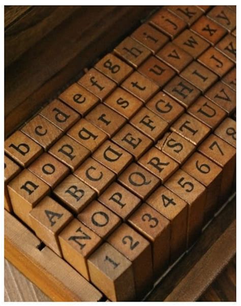 Antique Alphabet Stamp Set Wooden Rubber Stamp Set