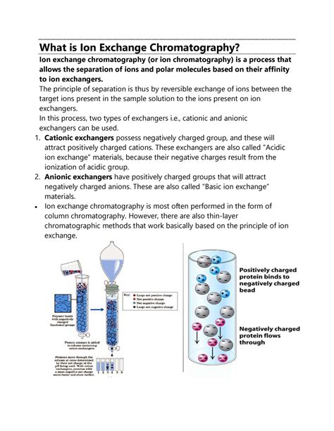 Ion Exchange Chromatography - The principle of separation is thus by ...