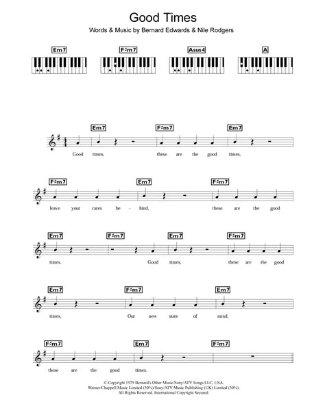 Good Times by Chic Sheet Music for Piano Chords/Lyrics at Sheet Music ...