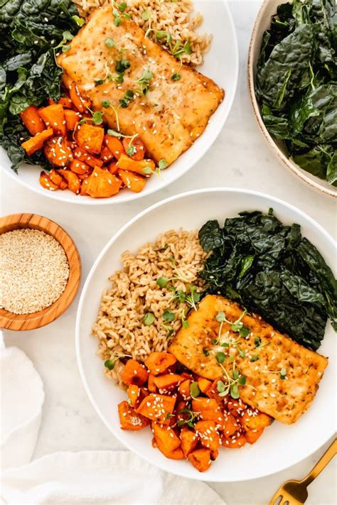 Teriyaki Sesame Salmon & Sweet Potato Fall Power Bowls - Once Upon a ...