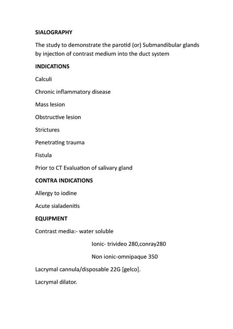 Sialography WORD - Small note about contrast and various procedures in ...