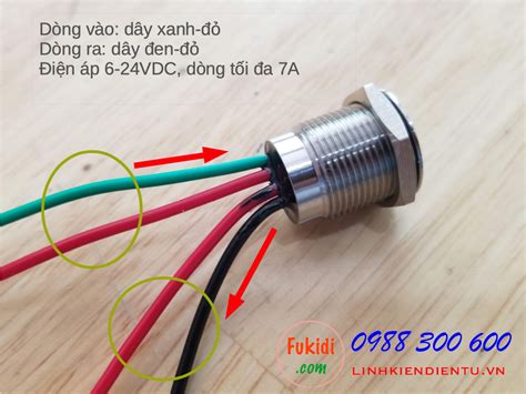 Nút cảm ứng nhấn giữ phi 19 có đèn, điện áp 6-24VDC/7A - BNT1924LB - FUKIDI