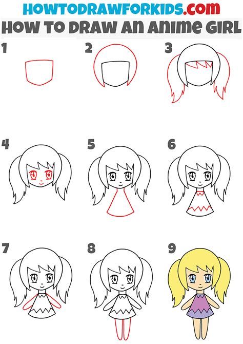 How to Draw an Anime Girl - Easy Drawing Tutorial For Kids