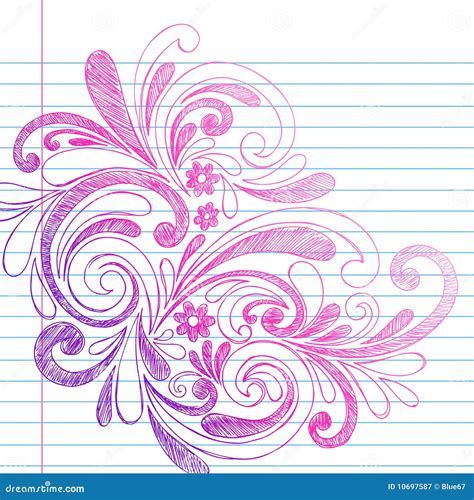 Sketchy Notebook Doodles On Lined Paper Vector Royalty Free Stock ...