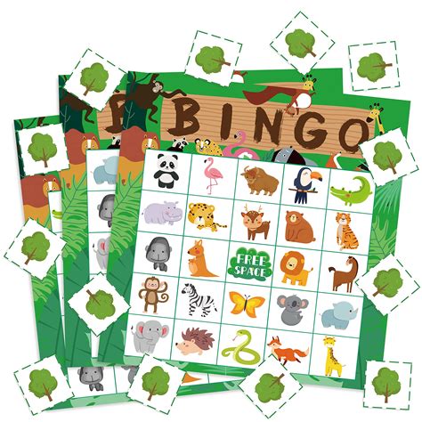 Buy WATINC 41pcs Jungle Animals Bingo Game, Tropical Summer Party Games ...