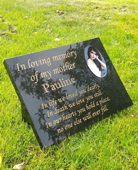 Granite Photo Memorial Marker Slanted Grave Plaque Grave stone B9