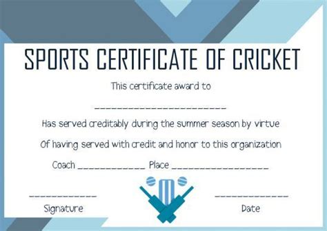 Sports Certificate Templates Cricket | Certificate With Awesome Sports ...