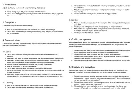 HR Guide: Questions Template for Competency-based Interview