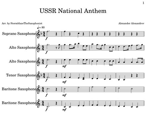 USSR National Anthem - Sheet music for Soprano Saxophone, Alto ...