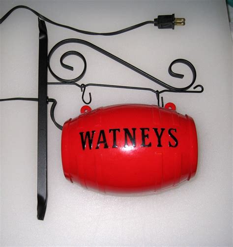 Vintage WATNEYS Red Barrel Beer Hanging Lighted Sign With