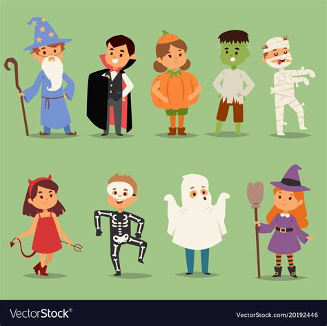 Cartoon cute kids wearing halloween costumes Vector Image