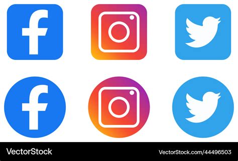 Facebook instagram and twitter icons social Vector Image