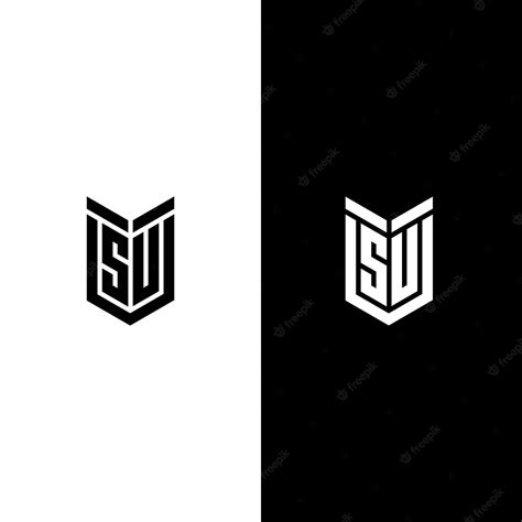 Premium Vector | SU logo on black and white background