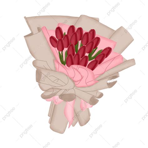 Tulip Bouquet PNG Image, Red Tulip Bouquet, Tulip Drawing, Bouquet ...