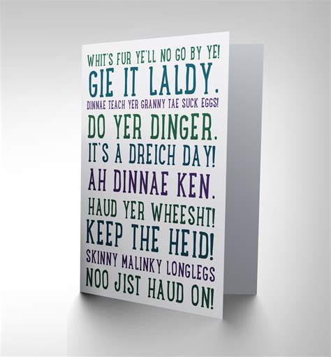 NEW SCOTTISH SAYINGS PHRASES SCOTS FUN SCOTLAND BLANK GREETINGS CARD ...