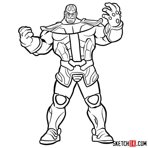 How to draw Thanos from Marvel Comics in full growth - Step by step ...