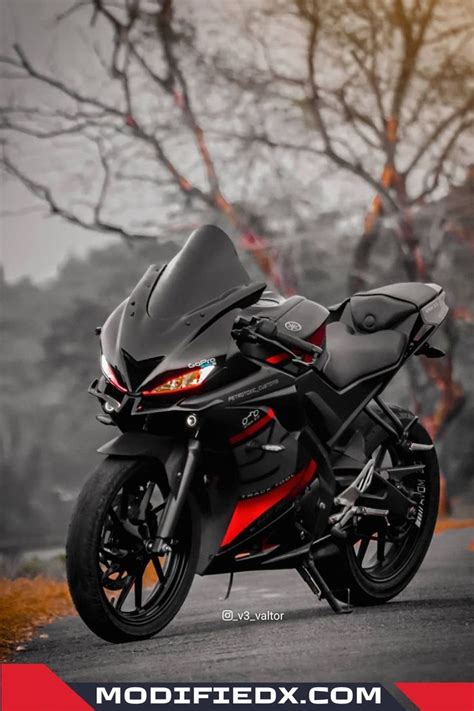 Modified Black-Red Yamaha R15 V3 - ModifiedX | Bike photo, Black and ...