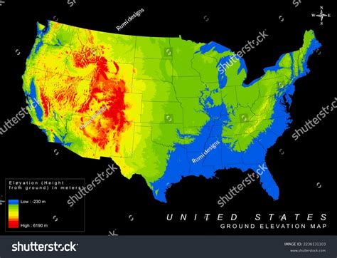 Usa Ground Elevation Terrain Height Map Stock Vector (Royalty Free ...