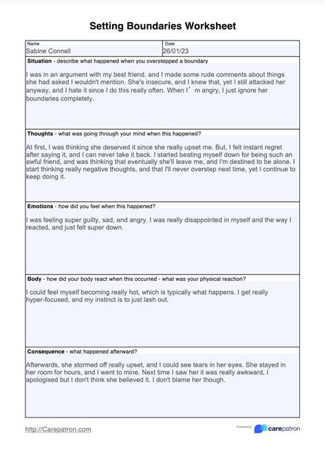 Setting Boundaries Worksheet & Example | Free PDF Download