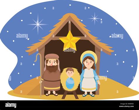 Xmas Nativity Scene Clip Art Mary Joseph Baby Jesus Christ In Manger ...