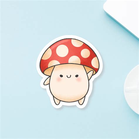 Mushroom Sticker Cute Mushroom Sticker Kawaii Mushroom | Etsy