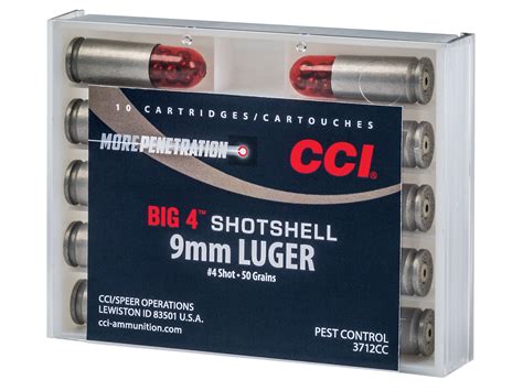 CCI Big 4 Shotshell 9mm Luger Ammo 50 Grain Lead Shot Box of 10