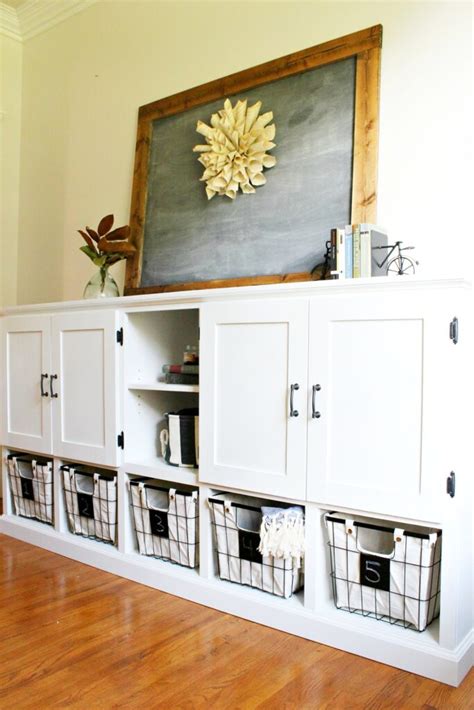 DIY Storage Console -{With Cabinets, Shelves, and Cubbies!}