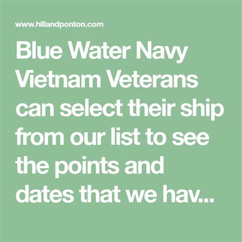 Blue Water Navy Vietnam Veterans can select their ship from our list to ...