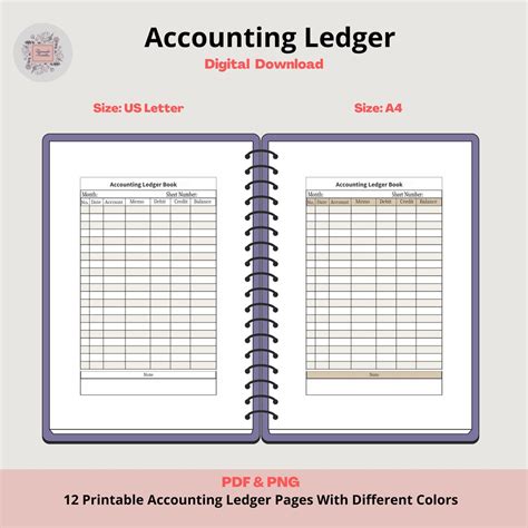 Printable Accounting Ledger Book, Account Tracker and Ledger Sheets for ...