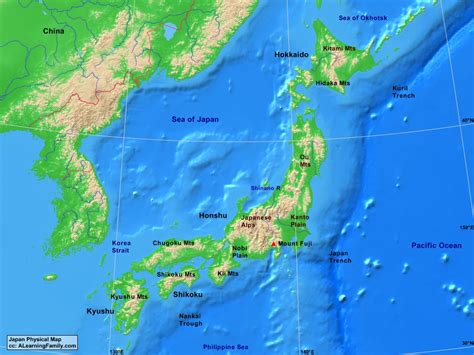 Japan Physical Map - A Learning Family