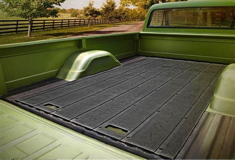 Vintage look for recycled rubber pickup truck bed mat