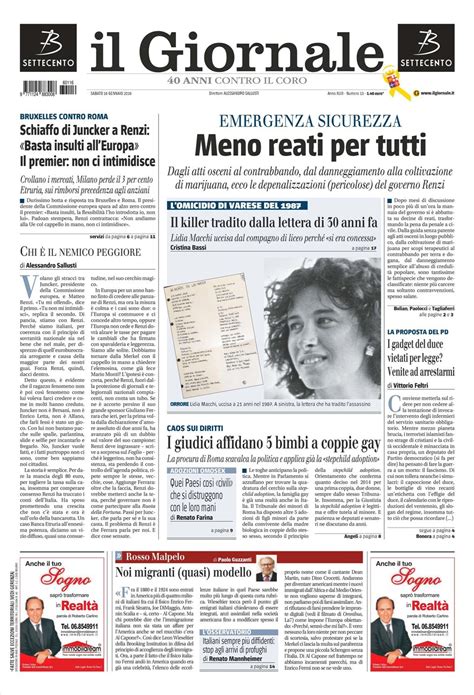 Le prime pagine dei quotidiani che sono in edicola oggi 16 gennaio 2016 ...