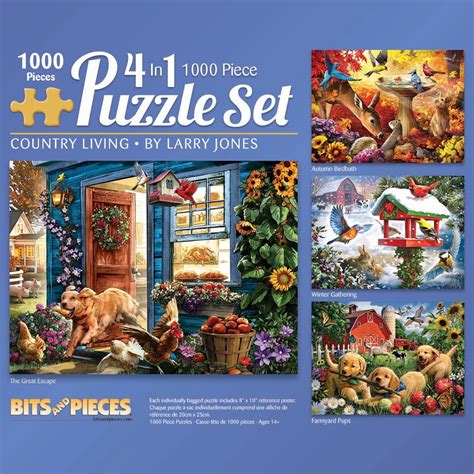 Bits and Pieces - 4-in-1 Multi-Pack Set of 1000 Piece Jigsaw Puzzle for ...