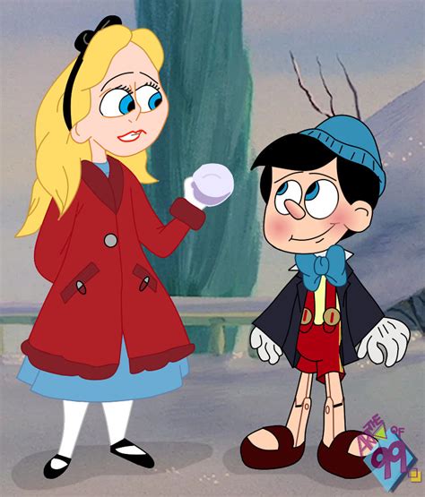 Alice and Pinocchio in Winter by TheArtof99 on DeviantArt