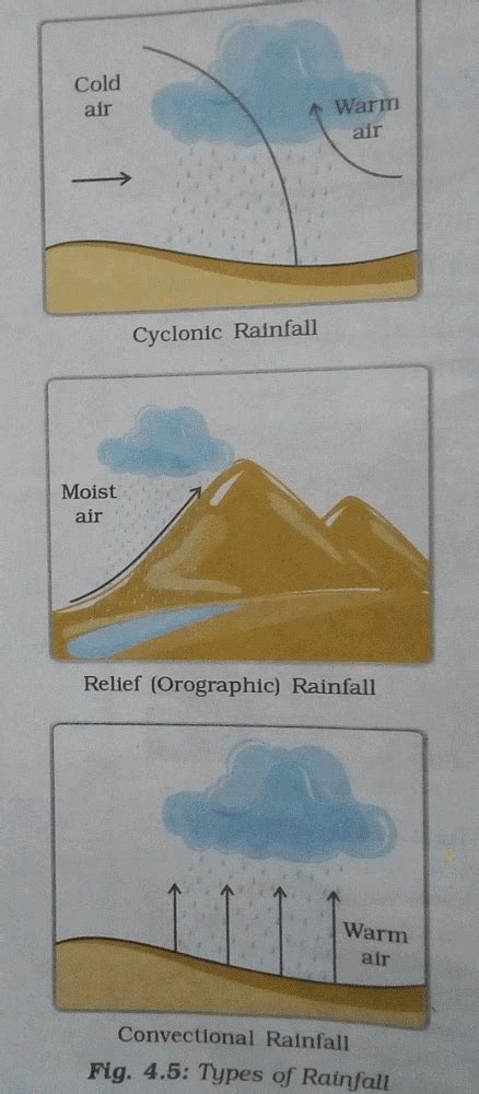 What are three types of rainfall ? - EduRev Class 7 Question