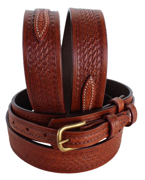 PRORIDER Men's Western RANGER BELT Tooled Leather Basket Weave 26Ranger ...