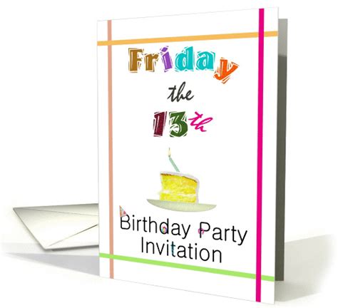 Friday the 13th birthday party invitation, wobbly lettering card