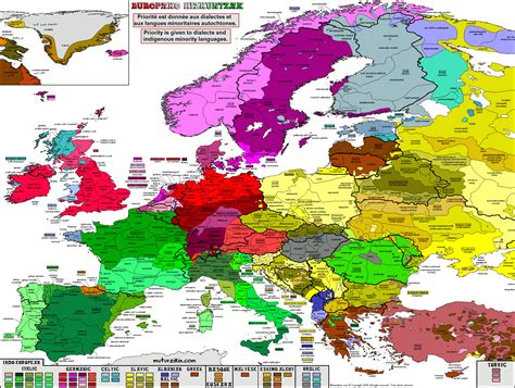 A linguistic map of the languages and dialects within Europe (2151 × ...