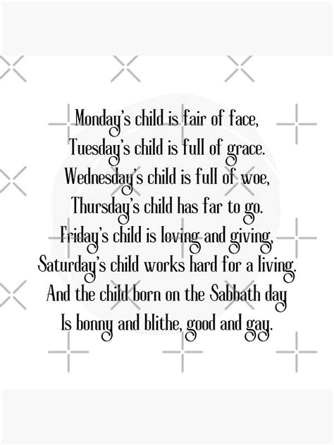 " Monday's Child Poem - Traditional Children's Rhyme" Poster for Sale ...