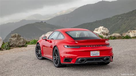 2021 Porsche 911 Turbo S Coupe (Color: Guards Red) - Rear Three-Quarter ...