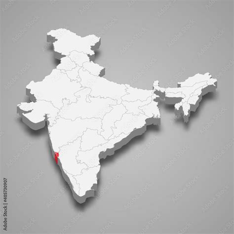 Goa state location within India 3d map Stock Vector | Adobe Stock