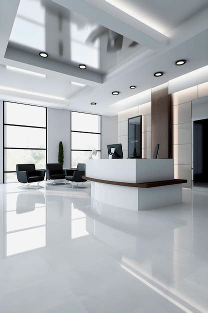 Premium AI Image | The Ultimate Modern Office Sleek Reception Desk for ...