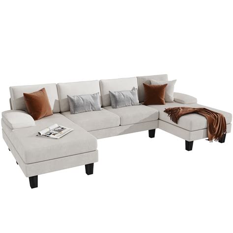 Homall Modern U-Shape Sectional Sofa, Chenille Fabric Modular Couch, 4 ...