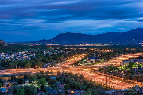 Photography of Colorado Springs City Night Skyline Cheyenne Mountain ...