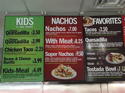 Menu at Bandidos Mexican Grill restaurant, Nampa