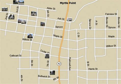 Myrtle Point Historic Homes in Coos County, Oregon - Area Map