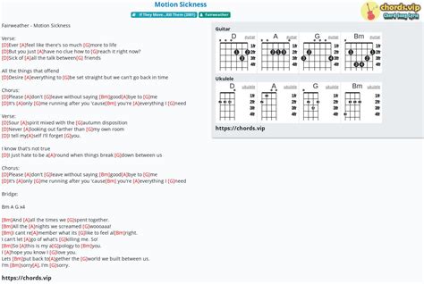 Chord: Motion Sickness - tab, song lyric, sheet, guitar, ukulele ...