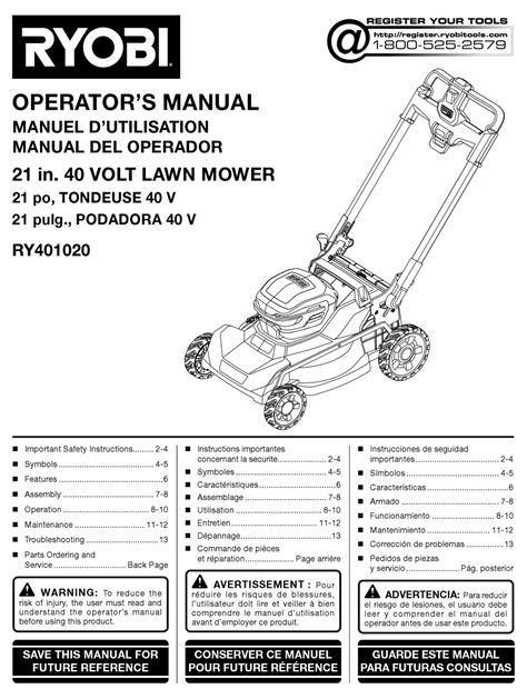 RYOBI RY401020 OPERATOR'S MANUAL Pdf Download | ManualsLib