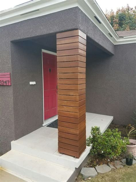 Wood wrapped pillar | House pillars, Home exterior makeover, House columns